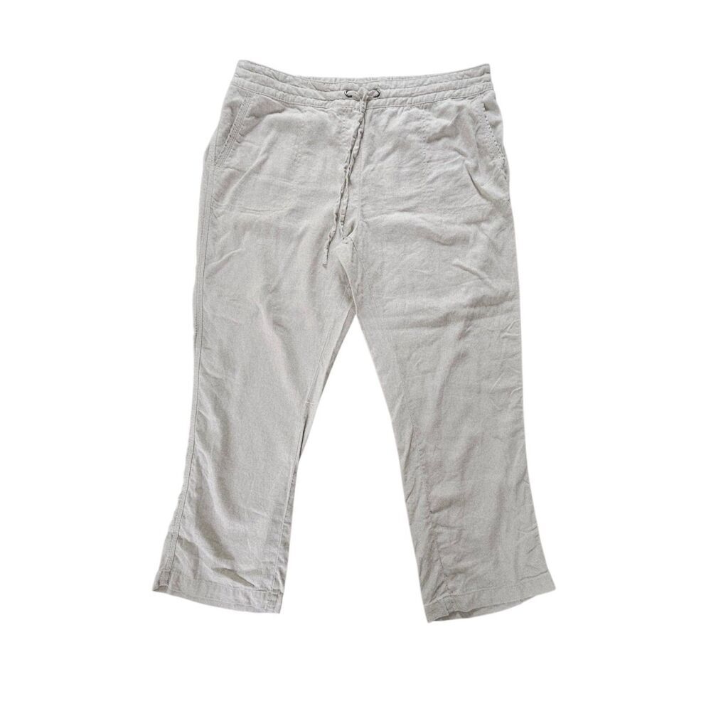 Per Se Linen Blend Beige Pull On Pants Womens Size XL Coastal Beachy Lagenlook